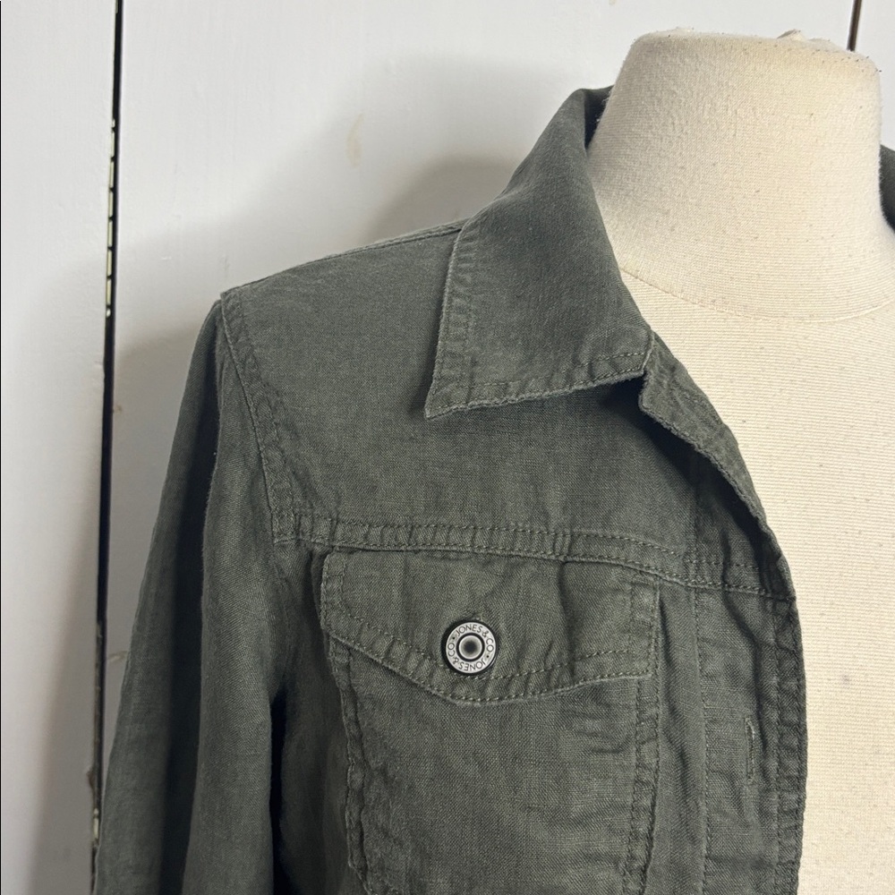 Jones & Co olive green linen jacket size medium - Picture 2 of 7